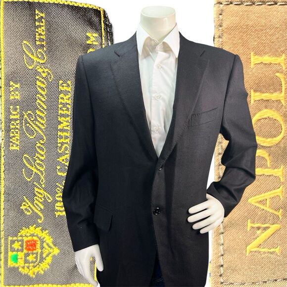 Napoli Di Nordstrom Loro Piana Cashmere Blazer Men 43R Black Jacket Sport Coat - Picture 1 of 15